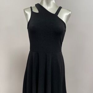 Never Worn Area Code 407 Asymmetrical Neck Fit and Flare Black Party Dress